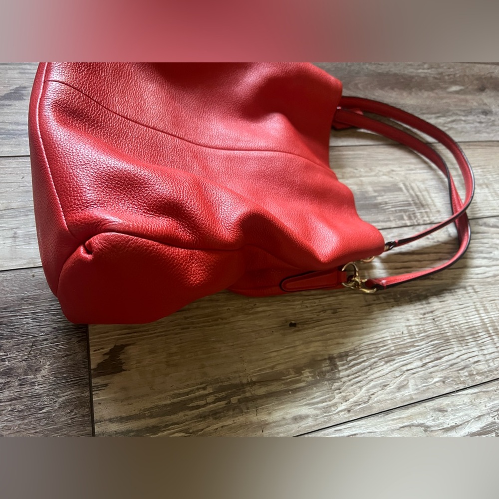 COACH Madison Phoebe Tumbled Cardinal Red Leather 3 Section Shoulder Bag - Picture 4 of 16